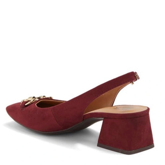 NORDSTROM RACK GAMMA BLOCK HEEL SLINGBACK PUMP SHOE 7.5 NEW BURGUNDY - Picture 2 of 7